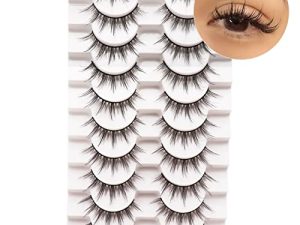 Losha Manga Lashes Fluffy Faux Mink Lashes Natural Look 10 Pairs Asian False Eyelashes Pack Look Like Individual Clusters| 6D75