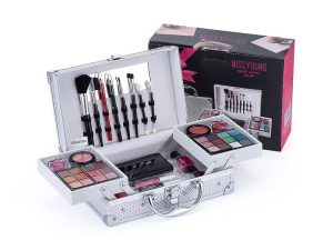 All In One Makeup Kit-Professional Makeup Set for Girls and Women - Starter Makeup Case with Eye Shadow Palette Lip Balm Blush Lip Gloss Brush Lip Pencil Eye Pencil and Mirror