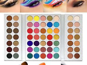 Beauty Glazed Eyeshadow Palette Gorgeous Me 63 Vibrant Colors Eye Shadow Palette 3 in 1 Halloween Make Up Palate Set with Brushes and Powder Sponge Mattes Metallic Shimmers Bright Makeup Pallet High Pigmented Staying Power Long Lasting Blendable Easy to Apply