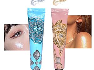 KWOLYKIM 2 Pack Blue And Gold Liquid Highlighter Makeup