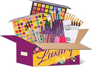 UCANBE All In One Make Up Gift Box Makeup Kit For Women Full Kit - Contains Eyeshadow Palette Brushes Lip Gloss Lip Liner Eyeliner Eyebrow Pen Eyeshadow Primer Sponge Puff Makeup Sets