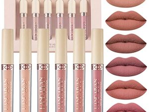 6Pcs Matte Liquid Lipstick Sets Non-stick Cup Not Fade Waterproof Lip Gloss Nude Colors Matte Lip Stains Long-Lasting Lip Makeup Gift Set Valentines Day Gifts for Women and Girls