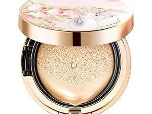 CATKIN Blossom BB Cream Air Cushion Foundation Natural Coverage Moist Natural Brighten Finish Breathable Face Makeup with 2 Refills Beige (C01 Ivory Light)