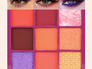 Waterproof 9 Grids Colorful Shimmer Matte Eyeshadow Palette With Mirror.Highly Pigmented Mashed Potatoes Eye Shadow Makeup Palet.Light to Dark Pink Orange Red Purple Gold Bronze Glitter Powder Palet