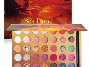 BestLand Pro 35 Colors Glitter Eyeshadow Palette with Eyeshadow Brush，Highly Pigmented Pressed Soft Creamy Metallic Matte Shimmer Naked Eye Shadow Powder Makeup Palette Set