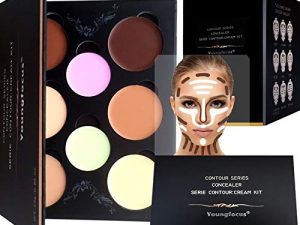Youngfocus Cosmetics Cream Contour Best 8 Colors and Highlighting Makeup Kit - Contouring Foundation/Concealer Palette - Vegan