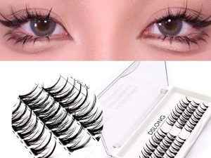 DSLONG Manga Lash Individual Lashes Cluster Lashes Natural Look Lash Extension Kit 3D Cosplay Eyelash Cluster Extensions Reusable (A02)