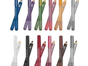 Linble Jumbo Glitter Eyeliner Pencils - 12 Metallic Colors Eyeliners & Eyeshadow Pencil Set