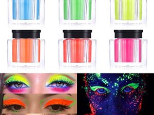 UCANBE 6 Piece Neon Eyeshadow UV Glow In The Dark Makeup Matte Rainbow Eye Shadow Face Body Makeup For Halloween Festival Makeup