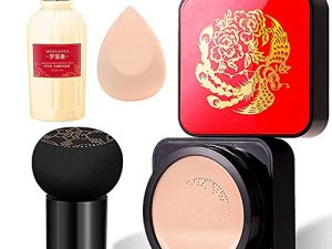 YINGMO Mushroom Head Air Cushion BB Cream Natrual CC Liquid Foundation Moisturizing Concealer Bright Makeup Base Long Lasting For Oil Tone (#02 Natural beige)