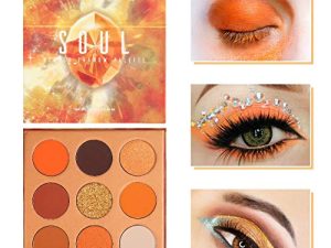 Docolor Eyeshadow Palette 9 Colors Gemstone Shadow Palette Highly Pigmented Mattes Shimmers Naked Smokey Glitter Cream Colorful Powder Blendable Long Lasting Waterproof Makeup Palette-Orange