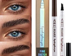 Kilshye Waterproof Eyebrow Tattoo Pen Long Lasting Eye Brow Pen Micro Fork Tip Applicator Eyebrows Sweatproof Eye Make Up for Women and Girls Pack of 1 (Dark Grey 3)