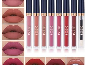 QiBest 7Pcs Matte Liquid Lipstick + 1Pcs Lip Plumper Makeup Set Kit