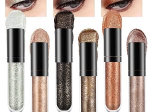 6 Pcs Black Champange Liquid Glitter Eyeshadow Makeup Kit.Quick-Drying Liquid Sparkle Eyeshadow Sticks.Longwearing Liquid Metallic Eyeshadow Shimmer Eyeshadow Palette.6 Colorful Liquid Eyeliner Glitter Gold Eye Shadow