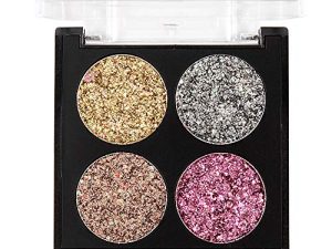 AKARY 4-Colors Glitter Eyeshadow Palette Ultra Pigmented Makeup Eyeshadow Powder with 3D Finish Long Lasting & Waterproof Mini Colorful Eyeshadow Palettes for Eye Makeup (02#)