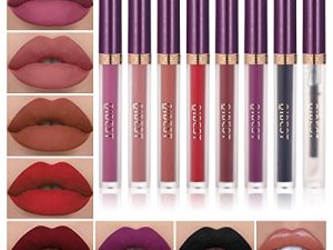 QiBest 7Pcs Matte Liquid Lipstick + 1Pcs Lip Plumper Makeup Set Kit