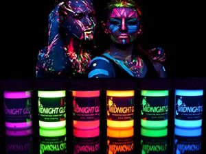 Midnight Glo UV Face & Body Paint Set - Fluorescent Face Paints - Blacklight Reactive - Safe