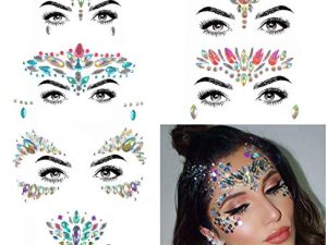 COKOHAPPY 6 Sets Rhinestone Mermaid Face Jewels Tattoo - BODY STICKERS Crystal Tears Gem Stones Bindi Temporary Stickers (Collection 1)