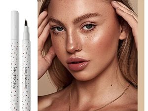 MAEPEOR Freckle Pen Dark Brown Natural Faux Freckles Makeup Pen Waterproof Longlasting Soft Dot Sopt Pen Create Natural Sunkissed Skin for Beginners or Professional (Dark Brown