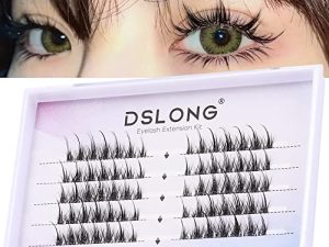 DSLONG Manga Lashes Thin Clear Band Individual Lashes Anime Lashes Natural Look Cluster Lashes Extension Kit