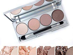 Honeybee Gardens 'Skinny Dip' Refillable Eye Shadow Palette | 4 Neutral Shades with a Refillable Compact with Brush | Natural Ingredients | Gluten Free | Vegan | Cruelty Free