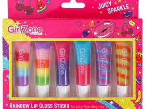 GirlZone Rainbow Fruity Lip Gloss Makeup Set for Kids and Girls