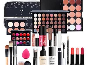 Melemando All In One Makeup Kit for Girls Women 25 Piece Full Makeup Gift Set with Eyebrow Pencil Eyeliner Eyeshadow Palette Mascara Foundation Concealer Lip Gloss Lipstick Makeup Brush (MKit-03)