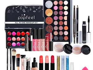 Pure Vie All-in-One Makeup Gift Set Holiday Birthday Cosmetic Essential Starter Bundle Include Eyeshadow Palette Lipstick Lipgloss Concealer Mascara Foundation Brush - Makeup Kit for Women Full Kit
