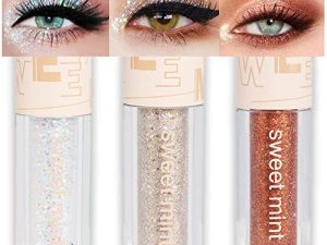 SUAKE 3Pcs Transparent White Champange Liquid Shimmer Eyeshadow Sticks.Quick-Drying Golden Liquid Glitter Sparkling Eyeliner Eyelid.Waterproof Highlight inner corner Eye Make-up.sombra de para ojos
