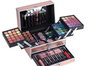 Hot Sugar Girls Makeup Kit for Teenagers Beginners Adults Professionals with Reusable Trendy Rose Gold Cosmetic Box Includes Everything for A Full Face Makeup Eyeshadow Lip Gloss Blush Brush Lipstick