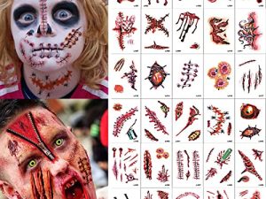 PINKLOUDS 30 Sheets(160 Pcs) 3D Fake Scar Tattoos