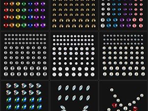 9 Sheets Eye Body Face Gems Jewels Rhinestone Stickers Self Adhesive Crystal Rainbow Makeup Diamonds Face Stick Gems for Women Festival Accessory and Nail Art Decorations (Tiny Bead)