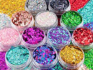 12 Colors of Holographic Chunky Glitter No Glue Attached