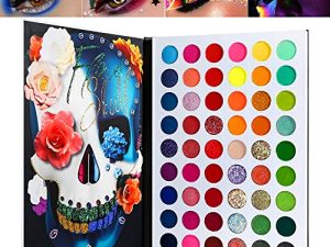 DE'LANCI Big Colorful Eyeshadow Palette Professional 54 Color Board Eye Shadow Bright Neon Glitter Matte Shimmer Makeup Pallet Highly Pigmented Powder Eye Shadow for Women Girl Halloween Christmas Gift