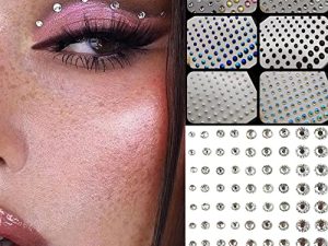 3D Self Adhesive Nail Rhinestone Stickers 6 Sheets Mixed Size Eyeshadow Face Jewels for Women Face Gems Makeup Party Festival Accessory