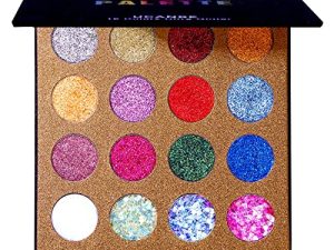 UCANBE Pro Glitter Eyeshadow Palette - Professional 16 Colors - Chunky & Fine Pressed Glitter Eye Shadow Powder Makeup Pallet Highly Pigmented Ultra Shimmer for Face Body