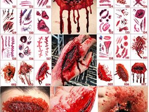 Halloween Tattoo Stickers Wound Tattoo Stickers Simulation tattoo tattoo scar tattoo tattoo knife simulation Waterproof Tattoo Sticker 24pcs (HL121-141 Message note model（total of 24 pcs）)