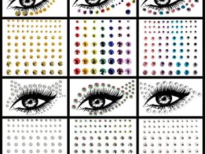 Bilizar 6 Sheets Bindi Dots Face Jewels Face Jewelry For Women Face Gems Stick On Eye Forehead Crystals Sticker Tears Rainbow Pearl Rhinestones For Makeup Party Festival Accessory Nail Art Decoration